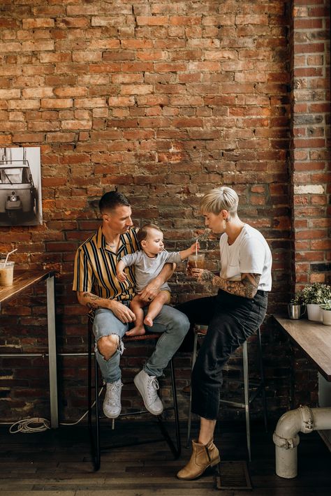 Family coffee shop session. Coffee Shop Family Photos, Restaurant Family Photoshoot, Family Coffee Shop, Family Restaurant Photography, Cafe Family Photoshoot, Coffee Shop Family Photoshoot, Street Style Family Photoshoot, Urban Family Photography, Urban Family Photos