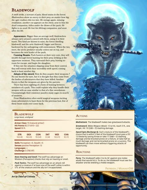 Dungeons And Dragons Animals, Dnd Familiar, Dnd Beasts, Dnd Pets, Dnd Animals, Homebrew Monsters, Dungeons And Dragons Races, Dnd Stats, Dnd Monster