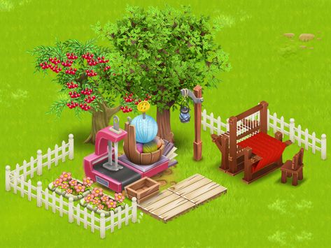 Hay Day Sewing Machine Design, Hay Day Machine Layout, Hayday Layout Ideas Aesthetic, Hay Day Machine Design, Hayday Layout Ideas Machines, Hay Day Decorations, Hayday Farm Design Garden Layouts, Hayday Decoration Ideas, Hay Day Farm Design Layout