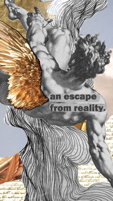 But You Can Never Truly Escape #artcollage #art #icarus #gold Icarus Art Wallpaper, Icarus Lockscreen, Icuris Falling Art, Icarus Moodboard, Icarus Collage, The Fall Of Icarus Painting, Unknown Picture, Wallpaper Iphone Ios7, Mythology Art