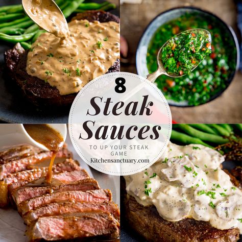 Red Wine Jus Recipe, Best Steak Sauce, Steak Sauces, Peppercorn Sauce Recipe, Steak Toppings, Creamy Peppercorn Sauce, Steak Sauce Recipes, Gourmet Steak, Kitchen Sanctuary