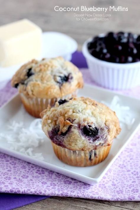 Blueberry Recipes Breakfast, Coconut Blueberry, Blueberry Cream Cheese Muffins, Oh Sweet Basil, Apple Coffee Cakes, Coconut Muffins, Coffee Cake Muffins, Chocolate Banana Muffins, Cream Cheese Muffins