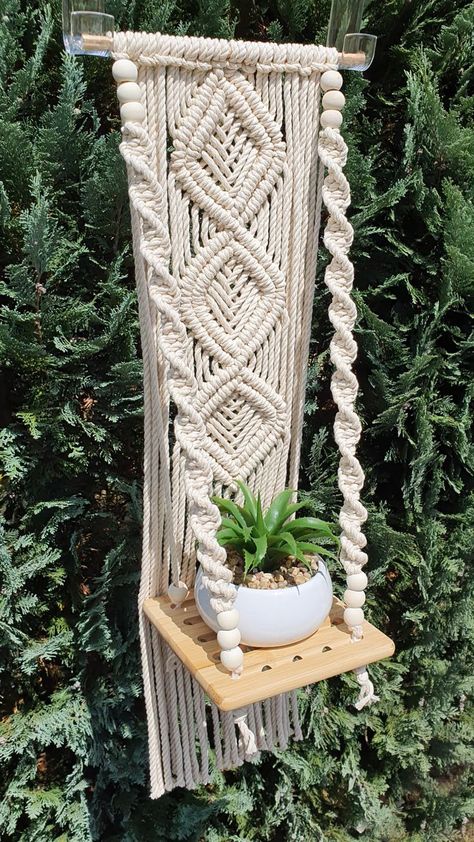 Macrame Wall Hanging, Plant Hanger Macrame, diy macrame shelf, DIY Boho Home Decor, Macrame Wall Shelf, macrame rack, macrame organizer, boho design macrame, shelf design on wall, Macrame Shelf Diy, Plant Hanger Tutorial, Macrame Hanging Shelf, Macrame Room, Hanging Craft Ideas, Macrame Wall Hanging Tutorial, Macrame Shelf, Free Macrame Patterns, Macrame Plant Hanger Patterns