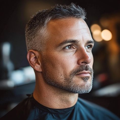 Stylish and Low Maintenance Short Hairstyles for Men in Their 40s Men Over 40 Hairstyles Short Haircuts, Men Haircut 40s, Beard With Short Hair, Men’s Short Hairstyles Receding Hairline, Men 2024 Haircut, Mens Hairstyles Thinning Hair, Men’s Hairstyles Over 40, Semi Bald Haircut Men, 40 Year Old Mens Hairstyles