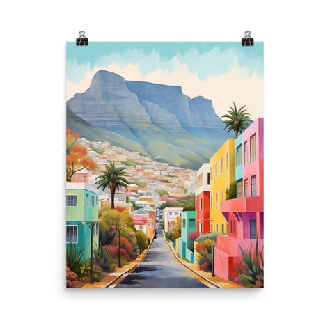 Bo-kaap Watercolor Print South Africa Travel Gift Cape - Etsy Australia Cape Town Colorful Houses, Bo Kaap Cape Town Colorful Houses, Cape Town Painting, Bo Kaap Cape Town, Cape Town Art, Bo Kaap, Postcard Ideas, Digital Art Software, Cobbled Streets