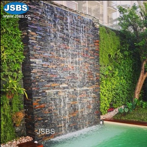 Stone Veneer Wall Fountain, Marble Fireplace | Marble Fountain | Marble Sculpture | Marble Statue | Stone Veneer | +86-18031122557 - JS BLUESEA STONE Outdoor Wall Fountains, Water Wall Fountain, Kolam Koi, Taman Air, Water Feature Wall, Outdoor Water Features, Pool Water Features, Garden Waterfall, Backyard Water Feature