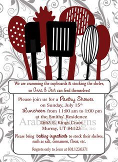 Stock The Pantry Shower, Bridal Shower Kitchen Theme, Kitchen Shower Invitations, Kitchen Bridal Shower, Couple Wedding Shower, Bridesmaid Duties, Madison Wedding, Kitchen Shower, Bridal Tea