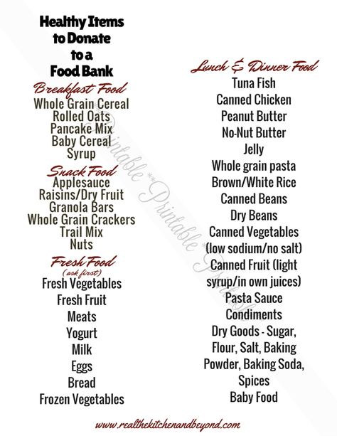 Want to donate food to the food bank but not sure what to give? Here are some healthy food items that make great donations any time of year. Food Pantry Donations Ideas, Food Bank Donation Ideas, Food Donation Box Ideas, Blessings Bags, Food Pantry Donations, Healthy Food Items, Food Shelves, Food Bank Donations, Little Free Pantry