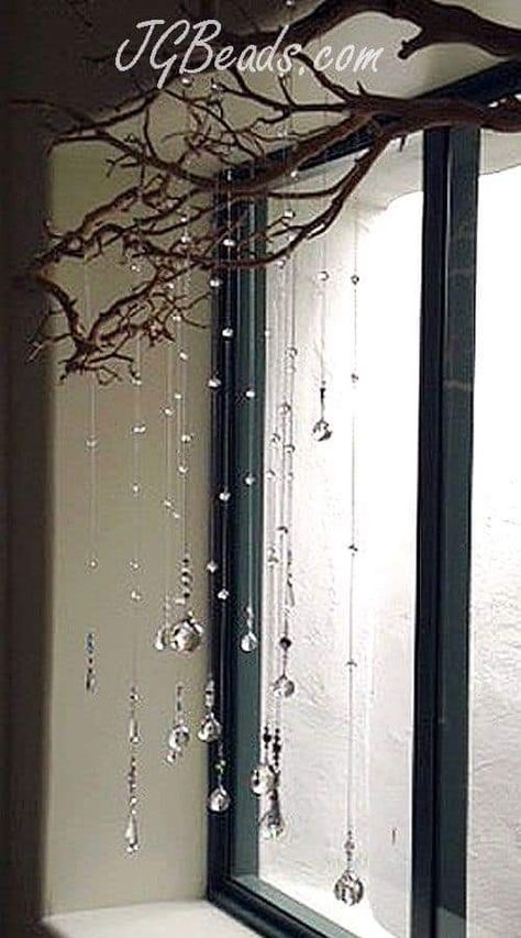 Yoga Room Design, Bedroom Decor For Women, Apartment Bedroom Decor, Hanging Crystals, Window Room, Yoga Room, Crystal Suncatchers, Diy Interior, Meditation Room