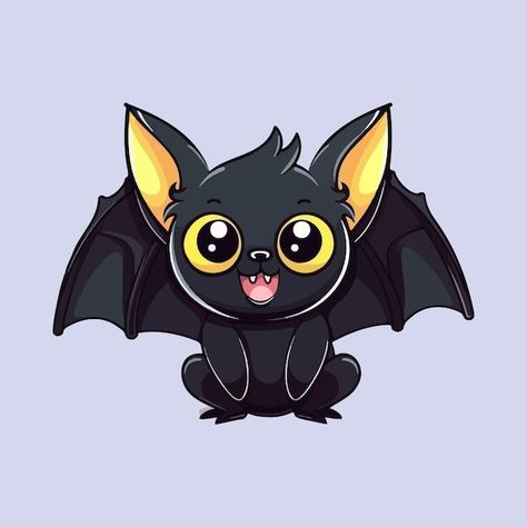 A cartoon bat with yellow eyes sits on a... | Premium Vector #Freepik #vector #bat-wings #mascot #funny-character #mascot-character Cute Bat Cartoon, Bats Cartoon, Bat Cartoon, Cartoon Bat, Character Mascot, Kawaii Disney, Halloween Vector, Font Graphic, Cute Bat