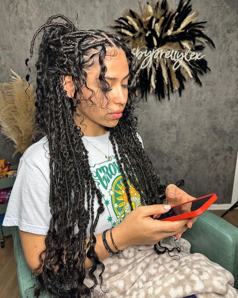 HOUSTON LOC STYLIST | Lux Boho Twist x Locs . ♥︎ April Bookings Opens Today @ 1:30pm ♡ Are Y’all Booking These This Summer ?? 🫣 #locstyles #bobstyles… | Instagram Boho Loc Styles, Locs With Curly Bangs, Small Boho Locs, Faux Locs Medium, Butterfly Locs With Curls, Small Butterfly Locs, Waterfall Locs, Lux Boho, Curly Locs