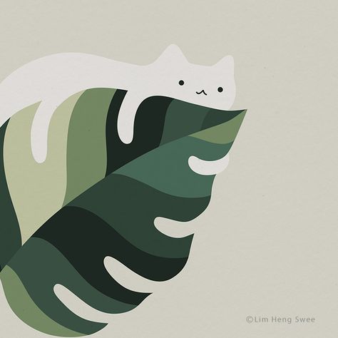 Cat + Monstera = Meowstera! 달력 디자인, نباتات منزلية, Art Mignon, Art Et Illustration, Plant Illustration, Plant Art, Art Abstrait, 그림 그리기, Painting Inspiration