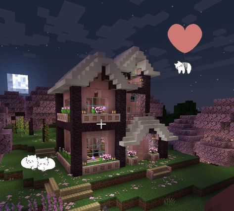 Cute Couple Minecraft Houses, Minecraft Couple House Ideas, Cute Things To Build In Minecraft For Your Girlfriend, Cute Things To Build In Minecraft For Your Boyfriend, Heart House Minecraft, Kuromi Minecraft House, Minecraft Couple House, Duo House Minecraft, Minecraft Heart House