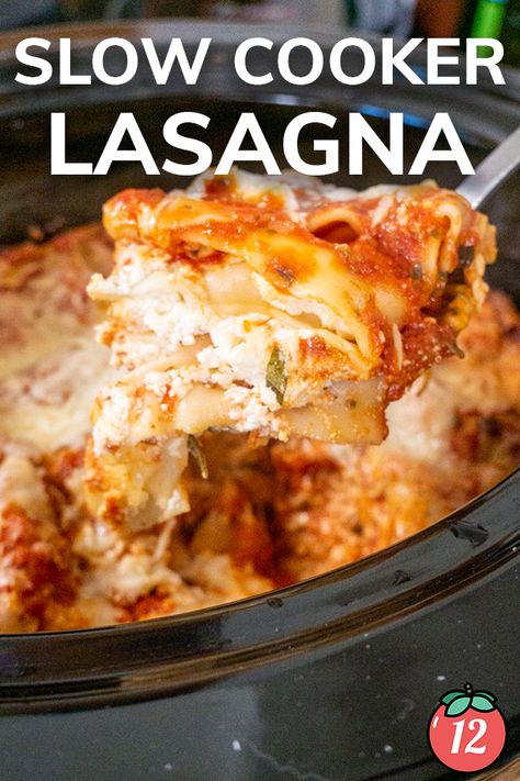 No-Boil Slow Cooker Lasagna | 12 Tomatoes Low Carb Crock Pot Lasagna, Slow Cooker Lazy Lasagna, Crockpot Lasagna Casserole, Low Carb Crock Pot, Crock Pot Lasagna, Lazy Lasagna, Low Carb Crock Pot Recipes, Lasagna Casserole, Crockpot Lasagna