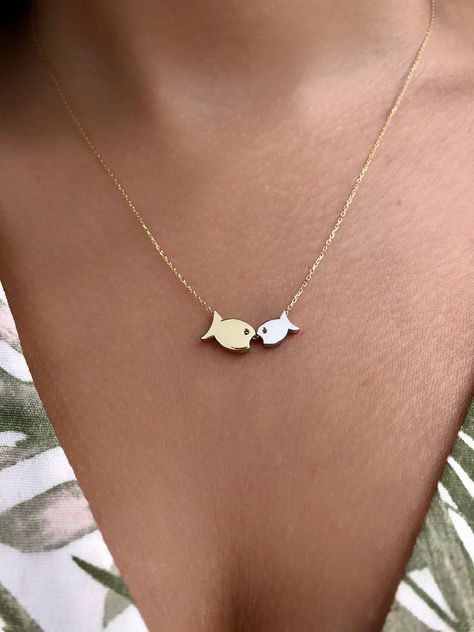 Gold Fish Necklace, Fish Animal, Fish Pendant Necklace, Cube Necklace, Fish Necklace, Fish Pendant, Gold Fish, Gold Christmas, Minimalist Necklace