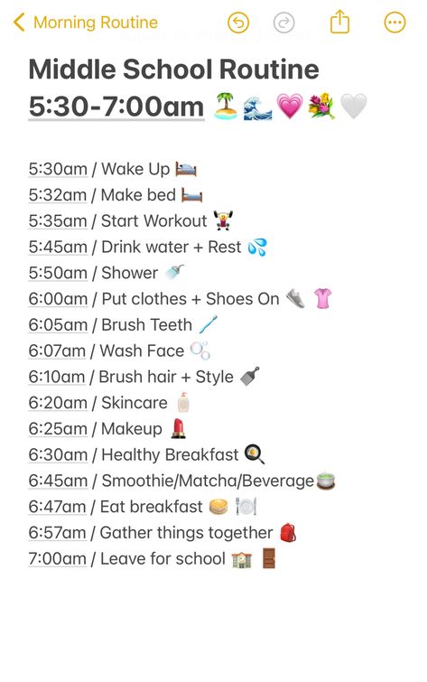 For tweens/teens that need a list of things to follow for the morning☀️ Perfect Middle School Morning Routine, Routines For Middle Schoolers, After School Routine Middle School, Middle School Supplies 6th Grade, School Morning Routine 6:00 Am, Morning Routine School 7:00, Morning Routine For School Leave At 8:10, Middle School Morning Routine Leave At 7:00, Tips For 6th Grade