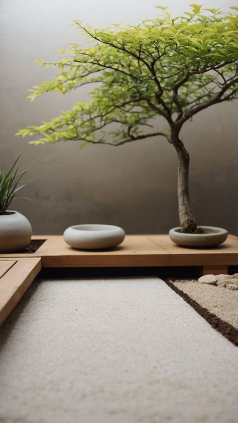 Discover inspiring Zen garden ideas for creating a relaxing meditation space in your own backyard Embrace Japanese design principles with small modern and minimalist elements to transform your outdoor or indoor space Get DIY tips and ideas for cultivating a peaceful sanctuary Zen Garden Space, Zen Indoor Garden, Japandi Garden Ideas, Japandi Backyard, Minimalist Meditation Space, Minimalist Zen Interior, Indoor Japanese Garden, Zen Patio, Modern Zen Garden