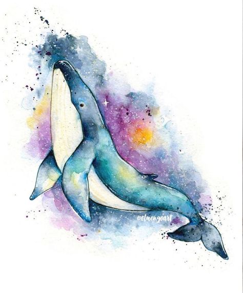 Cute Whale Drawing, Whales Drawing, Whale Illustration Art, Whale Watercolour, Whale Watercolor, Watercolour Rainbow, Ocean Art Painting, Whale Drawing, Whale Painting