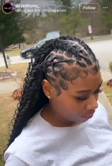 Dread Hairstyles With Weave, Back To School Dreadlock Hairstyles, Back To School Hairstyles For Locs, 90s Loc Styles, Braids With Dreads, Creative Loc Styles, Quick Hairstyles For Black Women, Latest Dreadlocks Styles, Unique Loc Styles