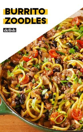 Burrito Zoodles Bring Their A-GameDelish Burrito Zoodles, Zucchini Noodles Recipes, Resep Pasta, Zucchini Noodle Recipes, Noodles Recipes, 2b Mindset, Food Keto, Zoodle Recipes, Keto Lasagna