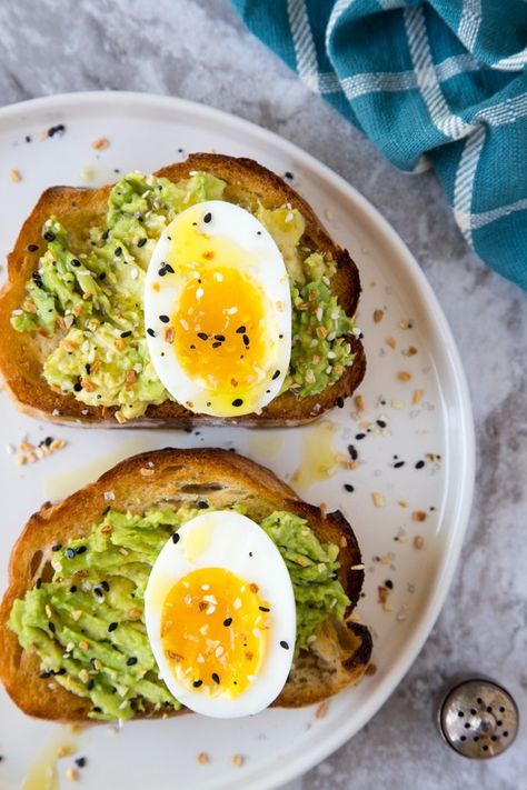 Everything Avocado Toast with "Jammy" Eggs {Instant Pot Soft Boiled Eggs} | Healthy Instant Pot Recipes Eggs Boiled, Jammy Eggs, Oven Roasted Sweet Potatoes, Potato Toast, Healthy Instant Pot, Sweet Potato Slices, Sweet Potato Toast, Avocado Toast Egg, Breakfast Eggs