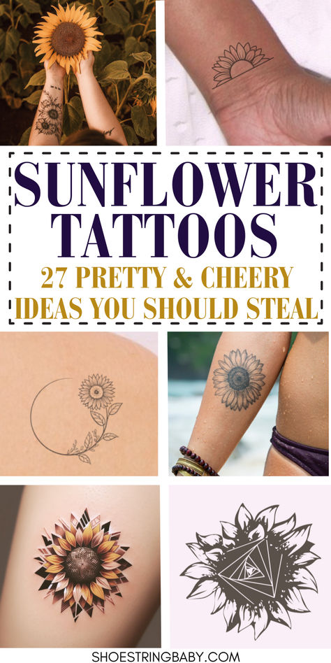 Sunflower Tatoos Woman, Cute Simple Sunflower Tattoos, Sunflower Sunset Tattoo, Sunflower Mother Daughter Tattoo, Sunflower Tattoo On Arm, Small Tattoos Sunflower Simple, Sunflower Minimalist Tattoo, Sunflower Finger Tattoo, Pink Sunflower Tattoo