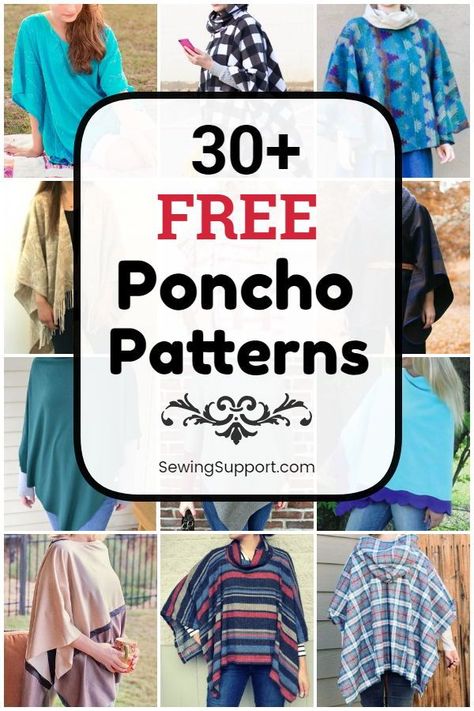 Poncho From Scarf Diy, Handwoven Poncho Pattern, Quilted Poncho Pattern, Fabric Shawl Patterns Sewing, Denim Poncho Diy, Easy Poncho Knitting Pattern Free, Diy Poncho Pattern Sewing, Blanket Poncho Diy, Poncho Sewing Pattern Free