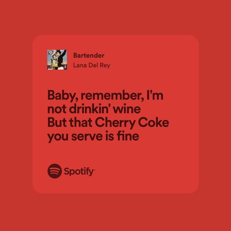 Cola Lana Del Rey Lyrics, Bartender Lana Del Rey, Ldr Songs, Music Widget, Lana Del Rey Songs, Lana Del Rey Lyrics, Wedding Playlist, Real Music, Cherry Cola