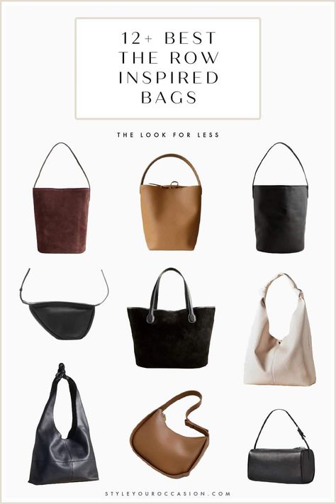 Do you love The Row aesthetic? Get a designer look with these great alternative bags and totes that have The Row vibe, for less! The Row Bag Street Style, The Row Bag Outfit, The Row Aesthetic, The Row Shoulder Bag, The Row Allie Bag, Bindle Bag, The Row Everyday Shoulder Bag, The Row 90s Bag, 90s Bag