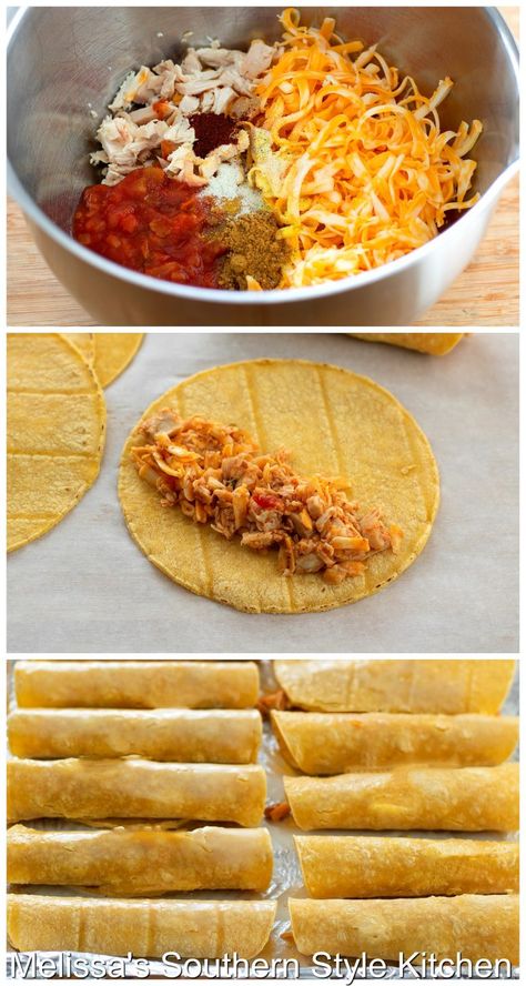 These delicious Baked Chicken Taquitos are so simple, to make they're certain to become a regular on your dinner menu #chickentaquitos #easychickenrecipes #mexicanfood #easytaquitos #taquitos #chicken #healthy #southernfood #southernrecipes Taquitos Chicken, Taquito Recipe, Baked Chicken Taquitos, Taquitos Recipe, Leftover Food, Chicken Taquitos, Mexican Dish, Chicken Healthy, Food Mexican