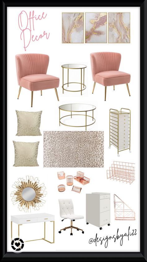 Blush Pink And Gold Office, Blush Pink Office Decor, Blush And Grey Office, Summerhouse Salon Ideas, Office Decor Pink And Gold, Lady Office Ideas, Pink Gold Office Decor, Pale Pink Office, Boujee Office