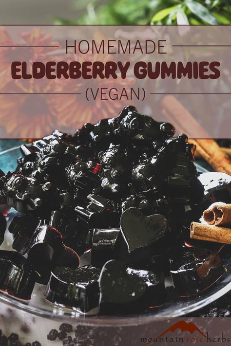 Rose Herb, Homemade Gummies, Elderberry Juice, Homemade Elderberry, Grand Open, Gummies Recipe, Elderberry Gummies, Vegan Gummies, Mountain Rose