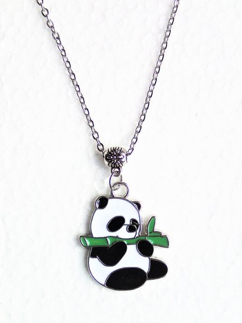 Panda Clothes, Panda Accessories, Panda With Bamboo, Panda Outfit, Panda Stuff, Panda Items, Panda Jewelry, Panda Necklace, Panda Charm