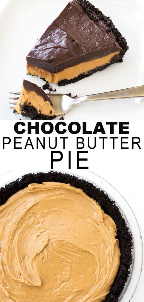 Pie Chocolate, Chocolate Peanut Butter Desserts, Vegetarian Cookies, Oreo Cookie Crust, Chocolate Peanut Butter Pie, Christmas Pie, Oreo Crust, Peanut Butter Desserts, Peanut Butter Filling