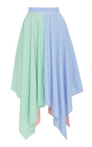 Handkerchief Skirt by MDS Stripes Resort 2019 Handkerchief Skirt, Poplin Skirt, Striped Midi Skirt, African Design, Clothing Hacks, Dress Sewing Patterns, Skirt Design, Knee Length Skirt, Sewing Dresses