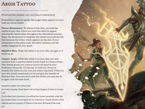 Dnd Magic Items Homebrew Sorcerer, Sorcerer Magic Items 5e, Homebrew Magic Items 5e Artificer, Dnd Homebrew Classes 5e Artificer, Homebrew Magic Items 5e Wizard, Wizard Subclass Homebrew, Dnd Tattoo, Dnd Equipment, Magic Tattoos