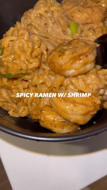 Chef Marv on Instagram: "Spicy ramen w/ shrimp 🍤 🌶️🍜 — • ramen noodles • shrimp (season to taste) • heavy cream • soy sauce • hoisin sauce (optional) • parmesan cheese • ramen season packet • scallion • salted or unsalted butter — #food #foodstagram #ramen #foodporn #instafood #shrimpramen #mealinspiration #foodie #chef #blackchefs #ramennoodles" Soy Sauce Shrimp Recipes, Ramen With Shrimp, Shrimp Ramen Noodle Recipes, Noodles Shrimp, Cheese Ramen, Shrimp Ramen, Spicy Ramen, Ramen Recipes, Health Dinner