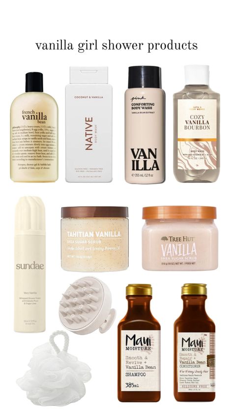 vanilla girl aesthetic  and clean girl aesthetic shower products Aesthetic Shower Products, Aesthetic Shower, Vanilla Girl Aesthetic, Shower Products, Fragrances Perfume Woman, Body Hygiene, Clean Girl Aesthetic, Bath And Body Works Perfume, Shower Skin Care