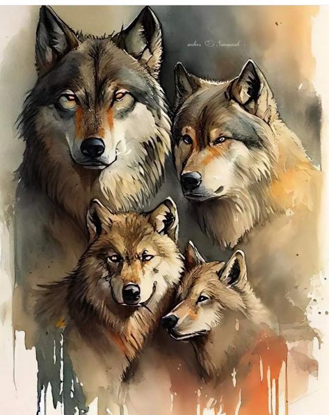 Wolf Family, Mystical Wolf, Dream Catcher Art, Wolf Images, Fantasy Wolf, Wolf Quotes, Wolf Tattoo Design, Wolf Spirit Animal, Family Drawing