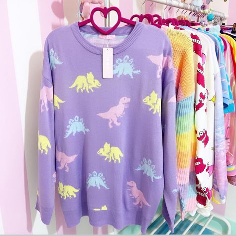 Dinosaur Outfit Aesthetic, Pastel Kidcore Clothes, Pastel Kidcore Outfits, Kidcore Clothes, Kidcore Outfit, Soft Girl Aesthetic Outfit, Trippy Clothes, Rainbow Dinosaur, Pastel Kidcore