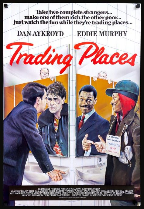 Trading Places (1983) Trading Places Movie, Eddie Murphy Movies, Dan Aykroyd, Trading Places, Best Movie Posters, Classic Movie Posters, Eddie Murphy, Jamie Lee Curtis, Comedy Films