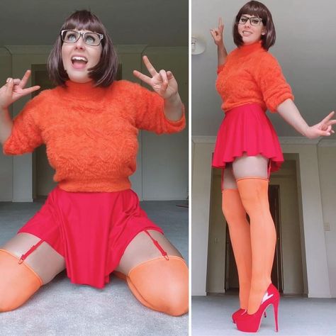 Velma Cute Costume, Goth Velma Costume, Baddie Velma Costume, Hot Velma, Velma Dinkley Aesthetic Outfit, Velma Dinkley Cosplay Costume, Velma Costume, Velma Cosplay, Daphne And Velma