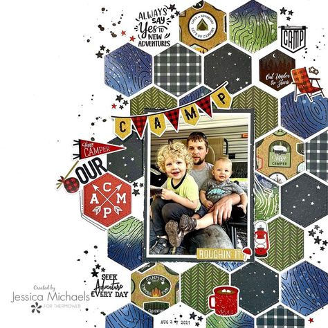 Masculine Scrapbook, Boy Scrapbook Layouts, Family Layout, Paper Bag Scrapbook, Scrapbook Boys, Scrapbook Layout Sketches, Birthday Scrapbook, Family Scrapbook, Heidi Swapp