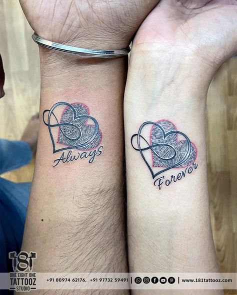 85 Fingerprint Tattoo- Preserving Memories and Identity - Psycho Tats Fingerprint Tattoos For Couples, Couple Tattoos Thumb Print, Thumbprint Couple Tattoo, Couples Thumbprint Heart Tattoo, Thumbprint Tattoos Couples, Cool Couple Tattoos Unique, Husband And Wife Tattoo Ideas, Forever And Always Tattoos For Couples, Tattoo Ideas For Couples Husband Wife