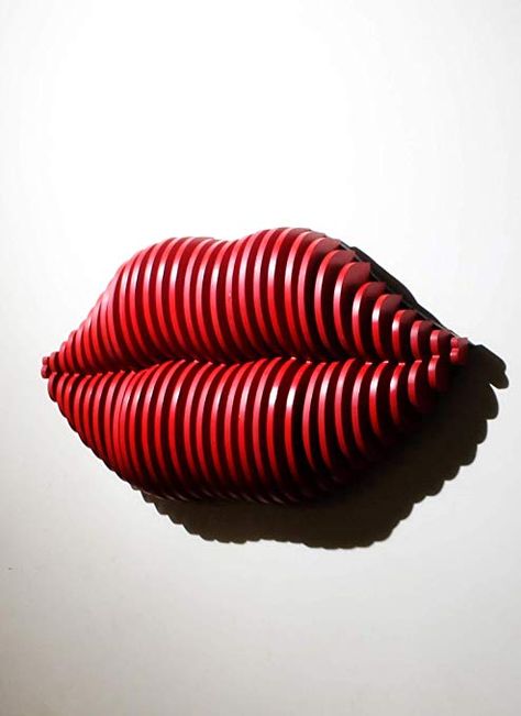 Large Wall Sculpture, Girly Podcast, Lips Sculpture, Parametric Sculpture, Lips Abstract, Line Sculpture, Unusual Wall Art, Pop Art Sculpture, Funky Room