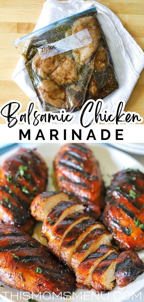 Made with simple and wholesome ingredients, this marinade is a great way to add flavor to grilled chicken breast or thighs. With a perfect balance of sweet and tangy flavors, this balsamic chicken marinade is perfect for grilling or baking. Basalmic Chicken Breast Recipes, Balsamic Marinade For Chicken, Orange Chicken Marinade, Balsamic Chicken Marinade, Chicken Breast Marinade Recipes, Balsamic Chicken Marinades, Chicken Breast Marinade, Chicken Thigh Marinade, Marinade For Chicken