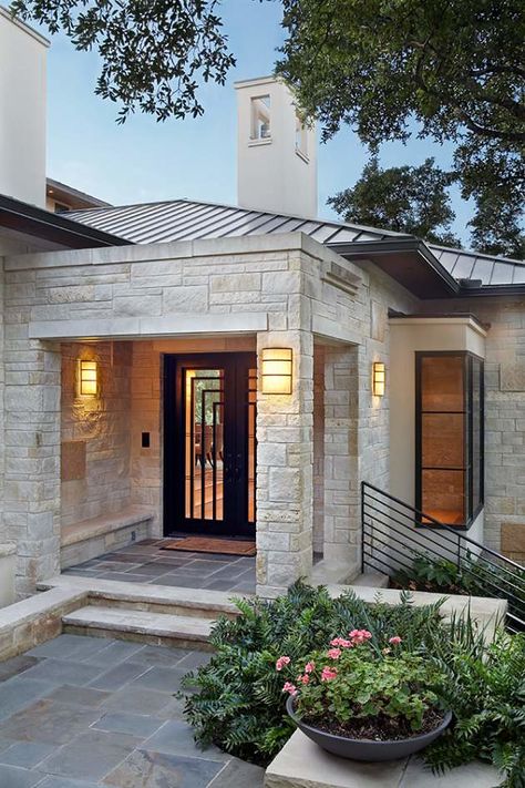 Simple House Exterior, Beautiful Entrance, Stone Exterior Houses, Front Wall Design, Exterior Wall Tiles, Entrance Design, Front Entrance, House Front Design, Dream House Exterior