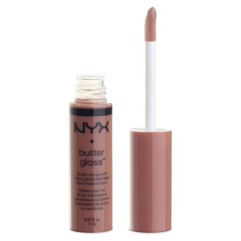 NYX Cosmetics Butter Gloss in Madeleine-My fav lip gloss in nude. Pairs well w/Lip Lingerie. Nyx Butter Gloss Madeleine, Nyx Gloss, Pretty Lipstick Colors, Nyx Lip Gloss, Nyx Butter, Nyx Butter Gloss, Butter Gloss, Nude Lip Gloss, Makeup List