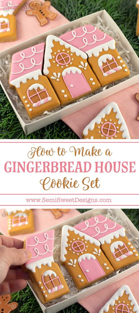 Gingerbread Cookies For House, Cookie House Christmas, Cookie Decorations Ideas, Christmas Biscuit Ideas, Gingerbread Decorating Party Ideas, Gingerbread House Unique Ideas, Ginger Bread House Cookies, Easy Gingerbread House Decorating Ideas, Make Your Own Gingerbread House