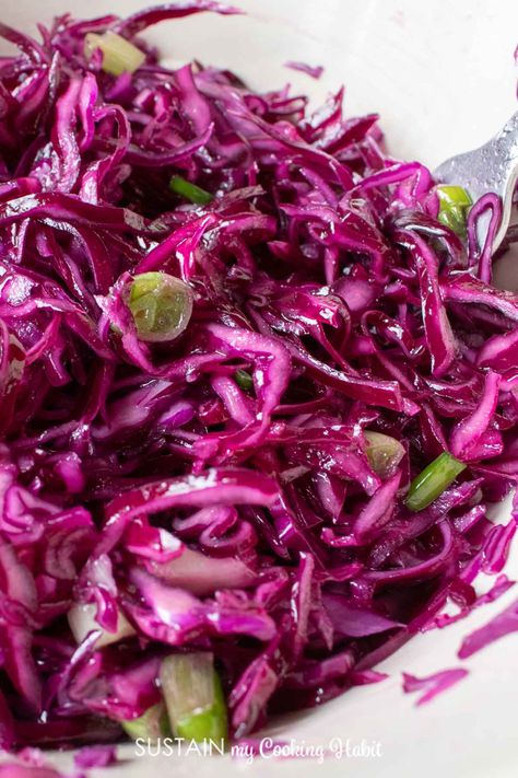 Purple Cabbage Recipes, Red Cabbage Coleslaw, Purple Cabbage Slaw, Red Cabbage Recipes, Red Cabbage Salad, Red Cabbage Slaw, Cabbage Salad Recipes, Creamy Potato Salad, Cole Slaw